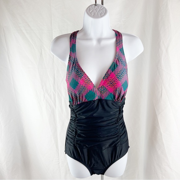 HAIVIDO V Neck One Piece Swimsuits with Ruching,Tummy Control Beach Swimwear Med - Picture 9 of 10